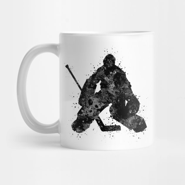 Ice Hockey Boy Goalie Black and White Silhouette by LotusGifts